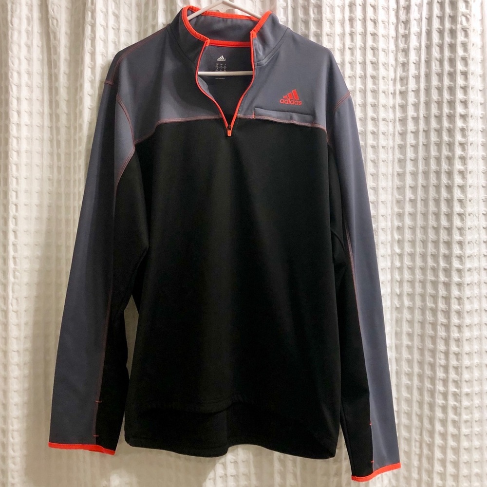 Men’s Black Orange Gray Adidas 1/4 Zip Jacket
